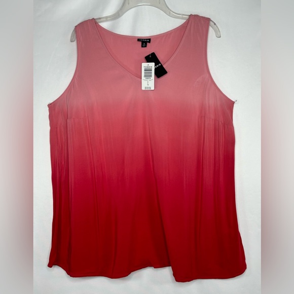 Torrid NWT Pink Ombre Tie Dye Sleeveless Challis Tank Top V-neck Festival Sz 12 - Picture 6 of 6